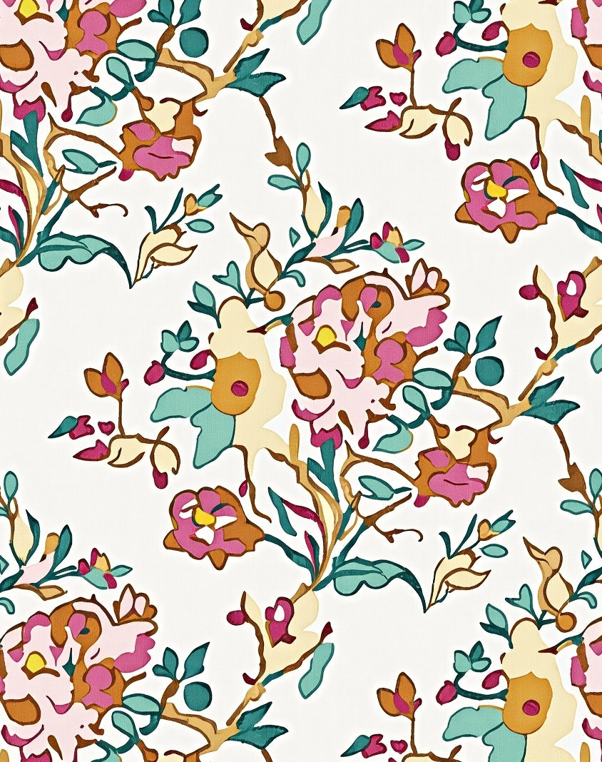 Vibrant Floral Pattern With Colorful Blooms Rug