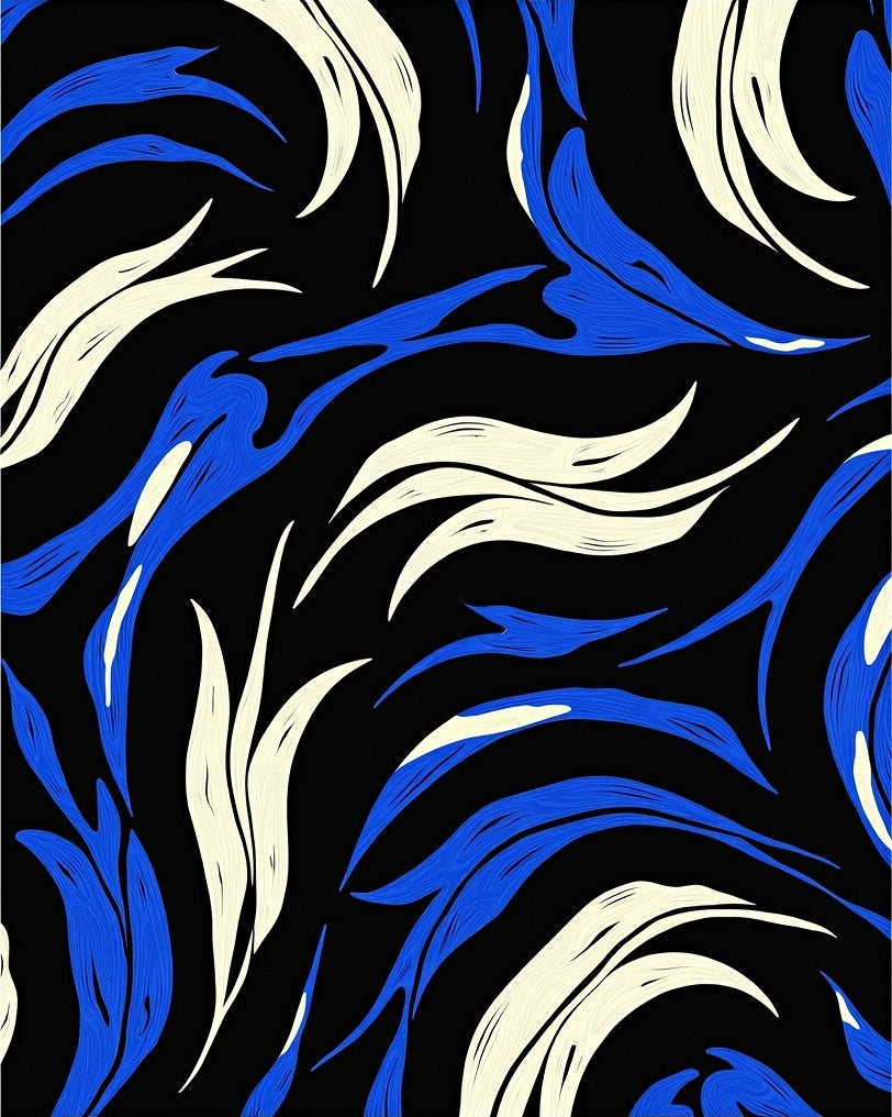 Abstract Blue Ivory Streak Design Rug