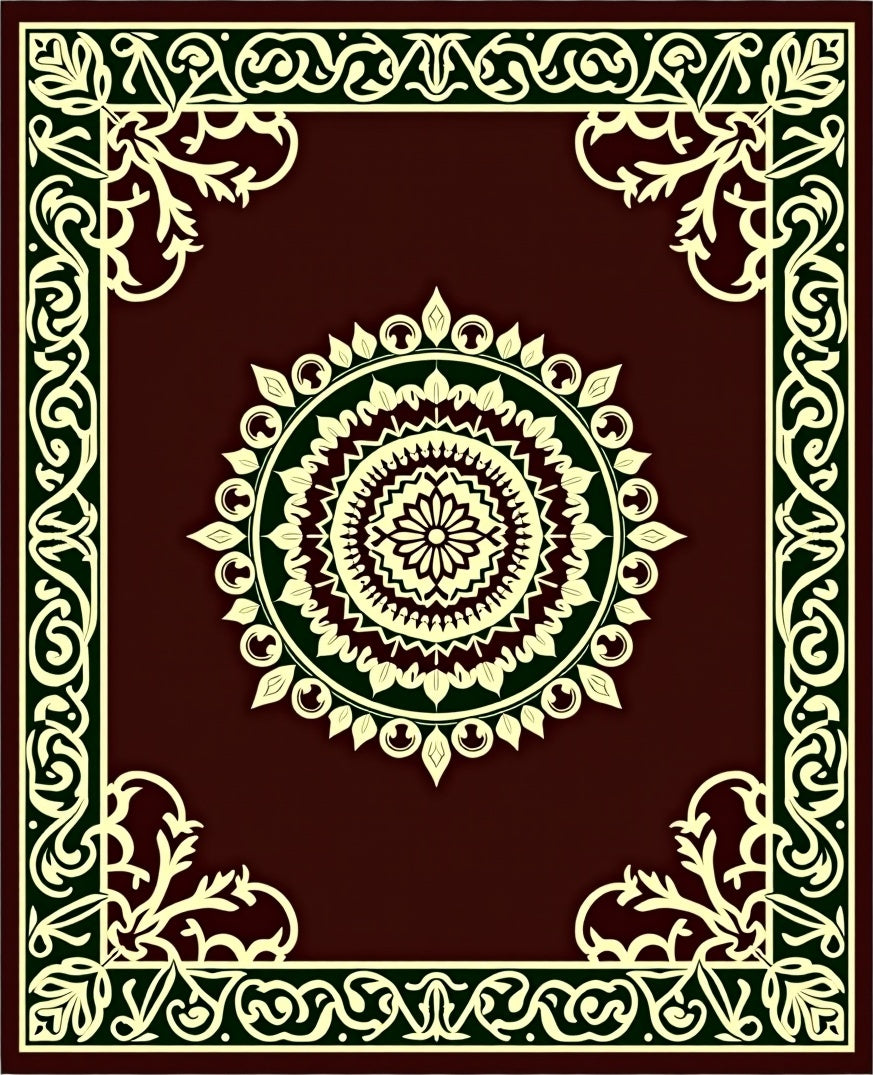Central Mandala Ornate Border Design Rug
