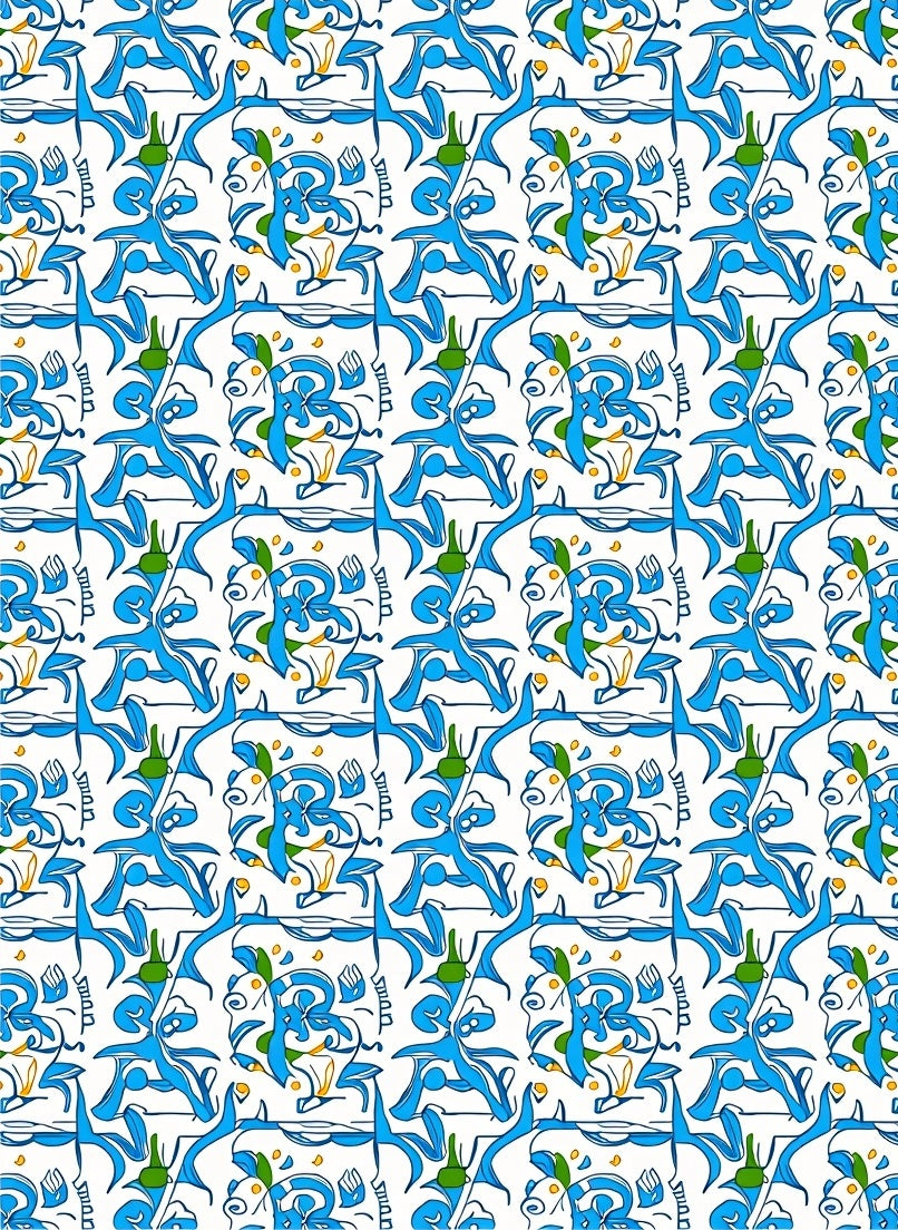 Abstract Blue Organic Pattern Rug