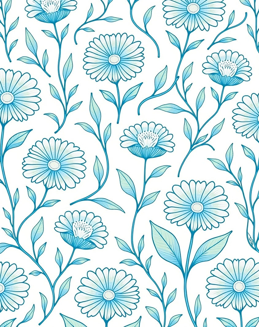 Elegant Floral Vine Blue Pattern Rug