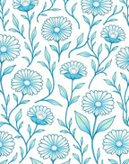 Elegant Floral Vine Blue Pattern Rug