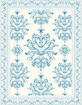 Classic Floral Damask Blue Pattern Rug