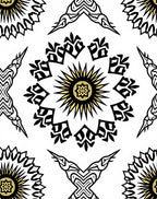 Black Gold Sunburst Medallion Rug