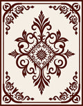 Elegant Dark Brown Floral Scroll Pattern Rug