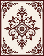 Elegant Dark Brown Floral Scroll Pattern Rug