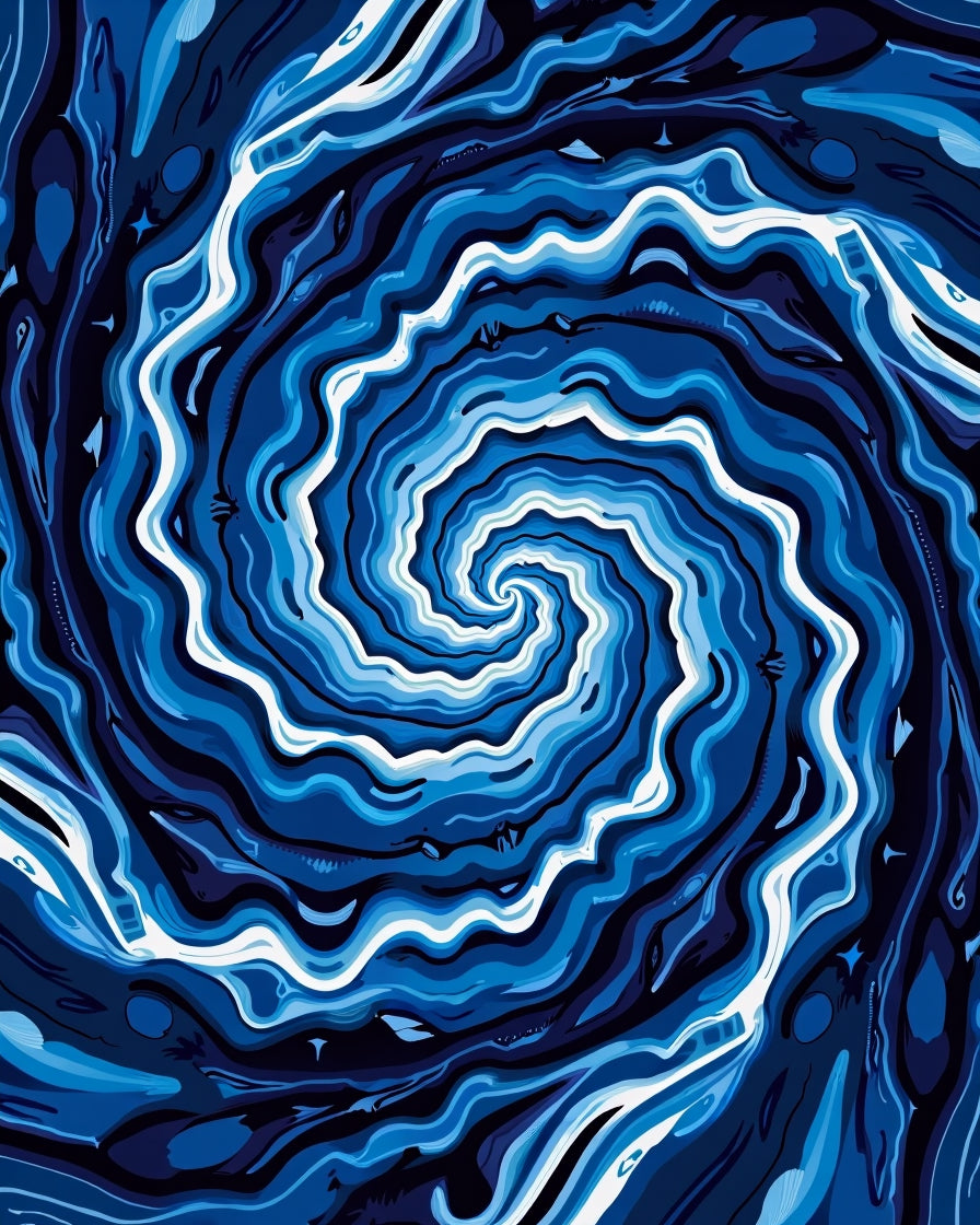 Deep Blue Swirl Abstract Pattern Rug