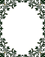 Dark Green Floral Scroll Border Rug