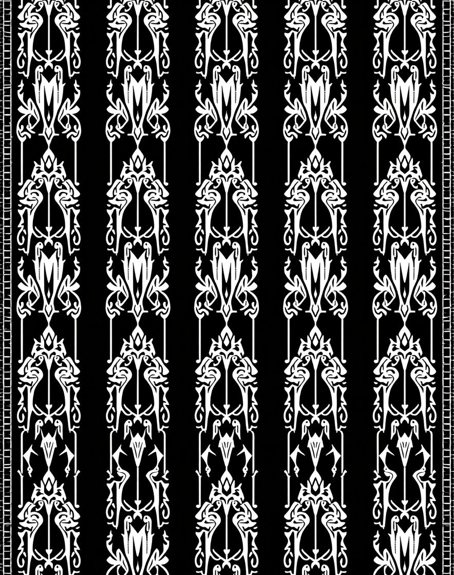 Art Nouveau Black White Floral Ornament Rug