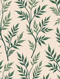 Green Leafy Branches Pattern Rug