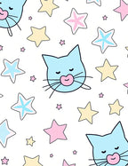 Cute Blue Cats Stars Pattern Rug