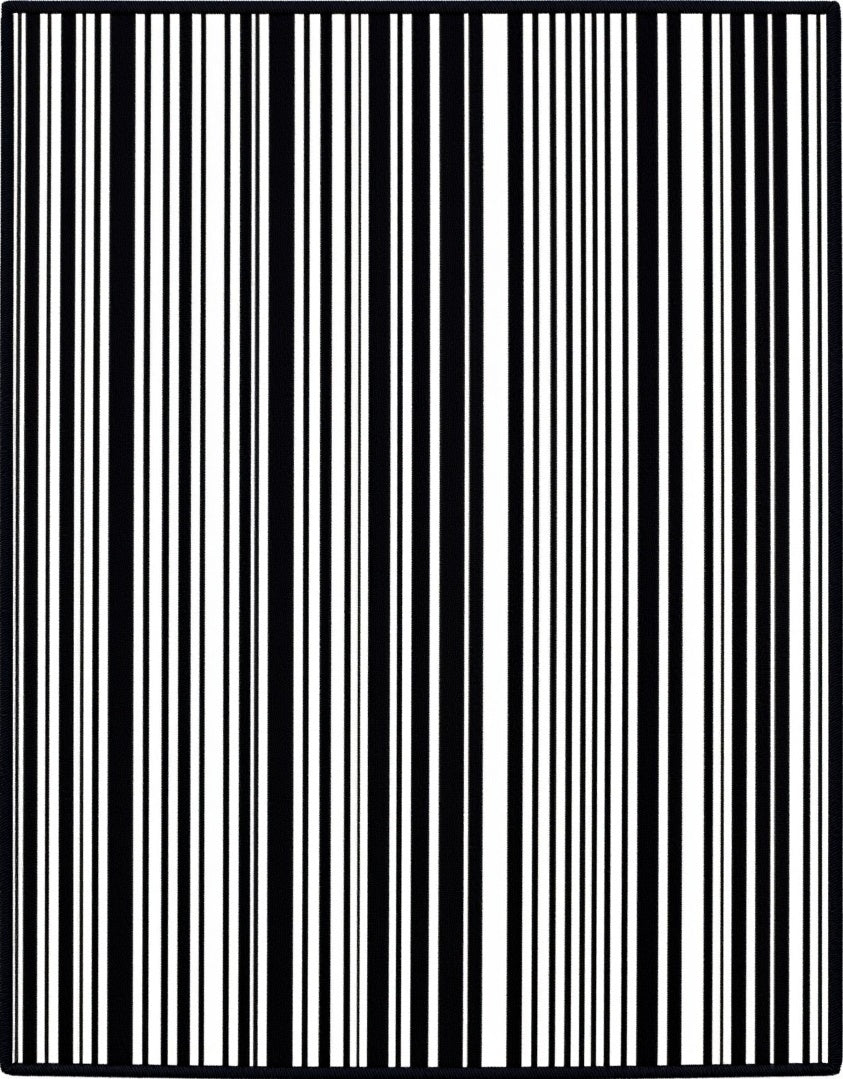 Bold Black White Striped Design Rug