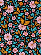 Vibrant Butterfly Flower Pattern Rug