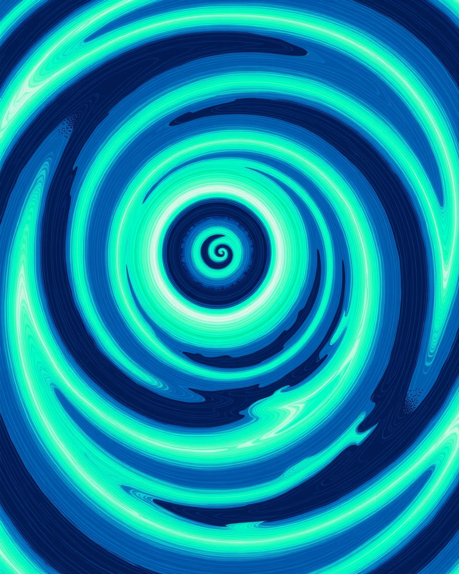 Deep Aqua Spiral Swirl Pattern Rug