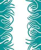 Teal Swirl Abstract Border Design Rug