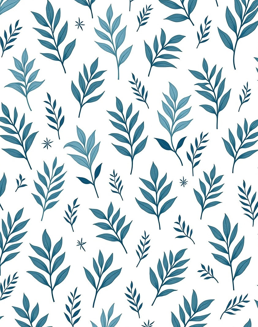 Teal Leaf Pattern Design Rug