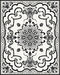 Classic Black White Floral Scroll Rug
