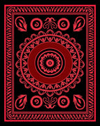 Bold Red Floral Mandala Bordered Design Rug