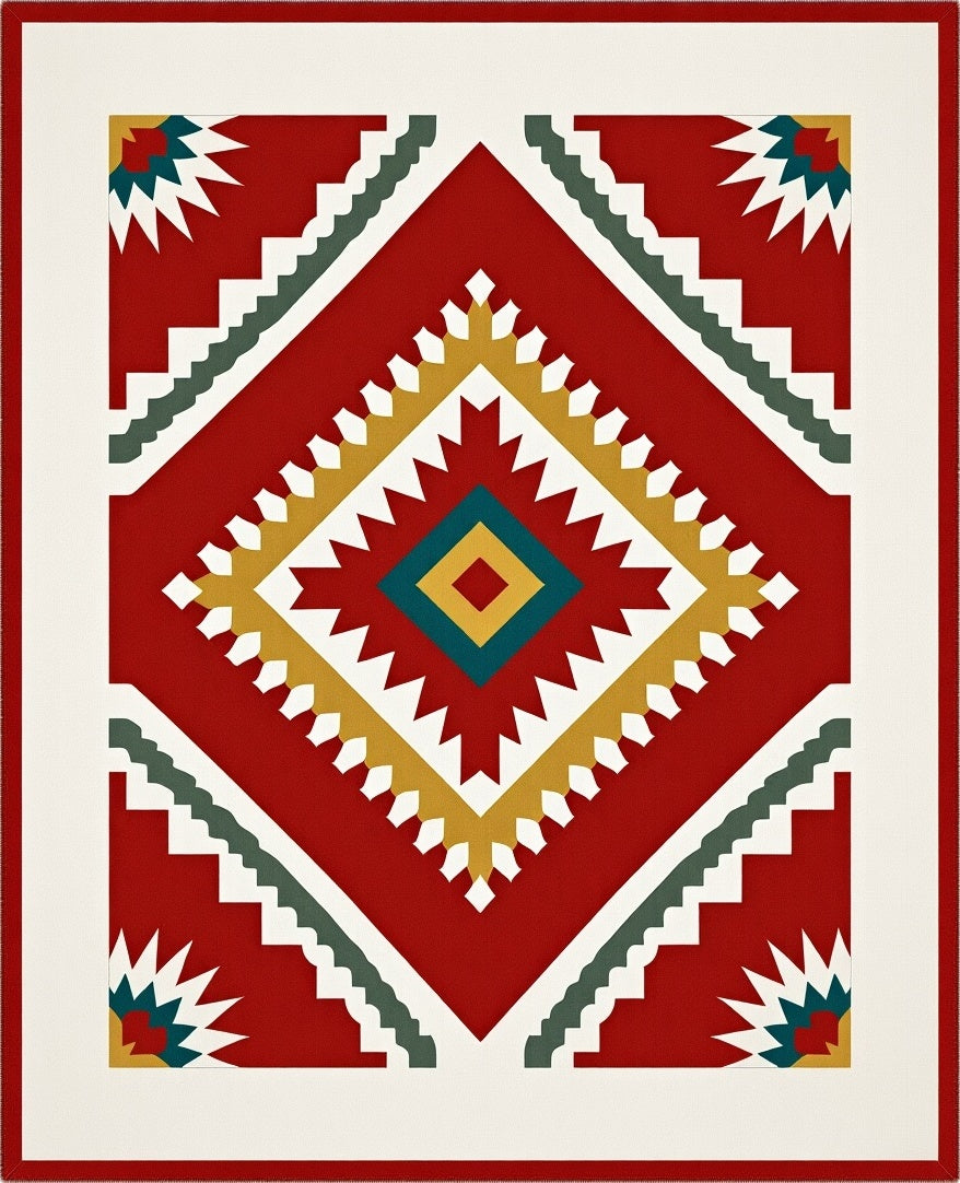Bold Geometric Southwest Diamond Pattern Rug