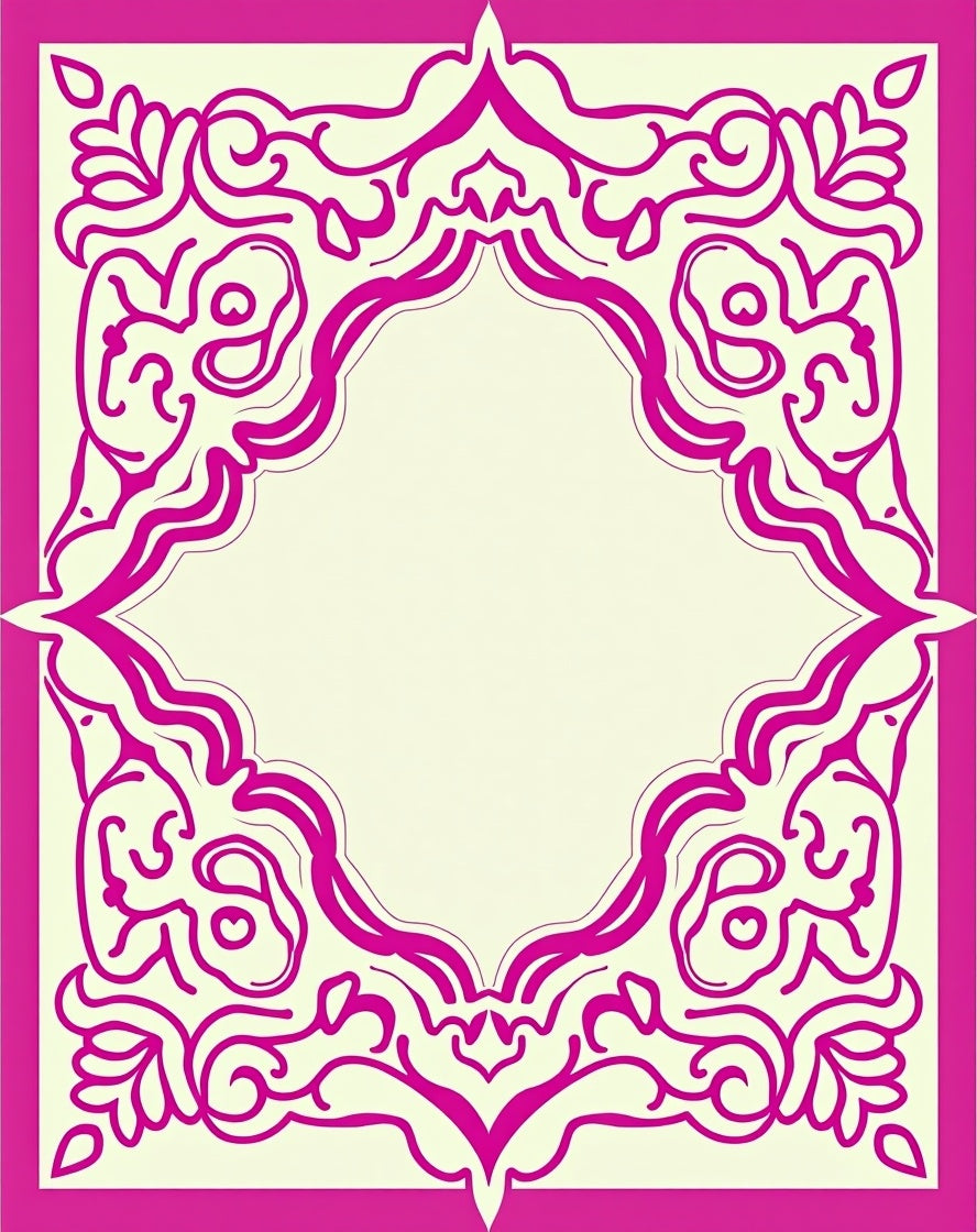 Ornate Flourish Design Pink Rug