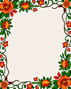 Vibrant Floral Vines Decorative Border Rug