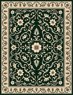 Vintage Floral Swirls Cream Green Rug