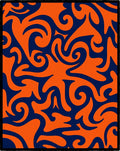 Bold Orange Navy Swirl Pattern Rug