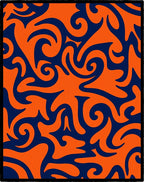 Bold Orange Navy Swirl Pattern Rug