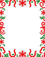 Red green snowflake ribbon border Rug