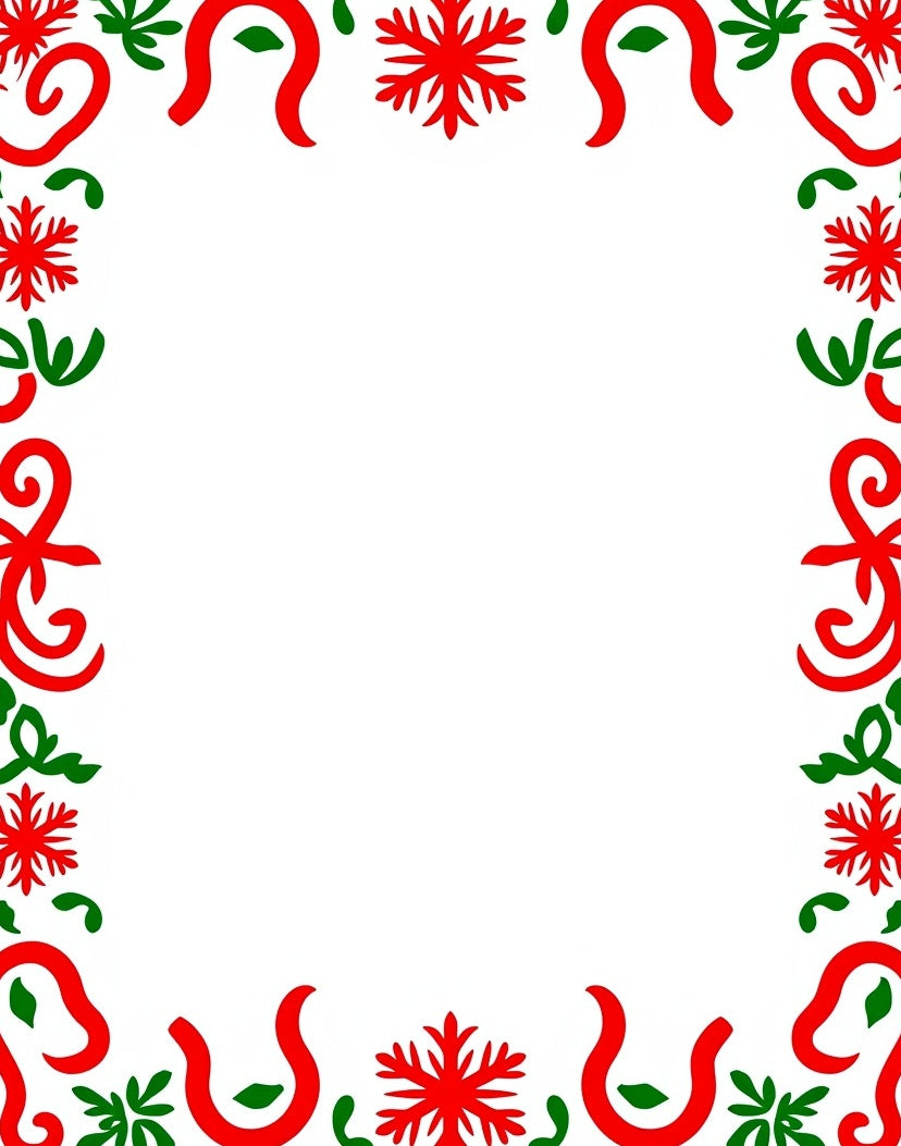 Red green snowflake ribbon border Rug