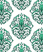 Emerald Green Damask Pattern Rug