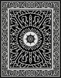 Intricate Black White Sunburst Pattern Rug