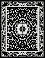 Intricate Black White Sunburst Pattern Rug