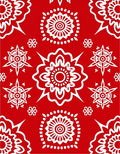 Red White Floral Round Medallion Pattern Rug