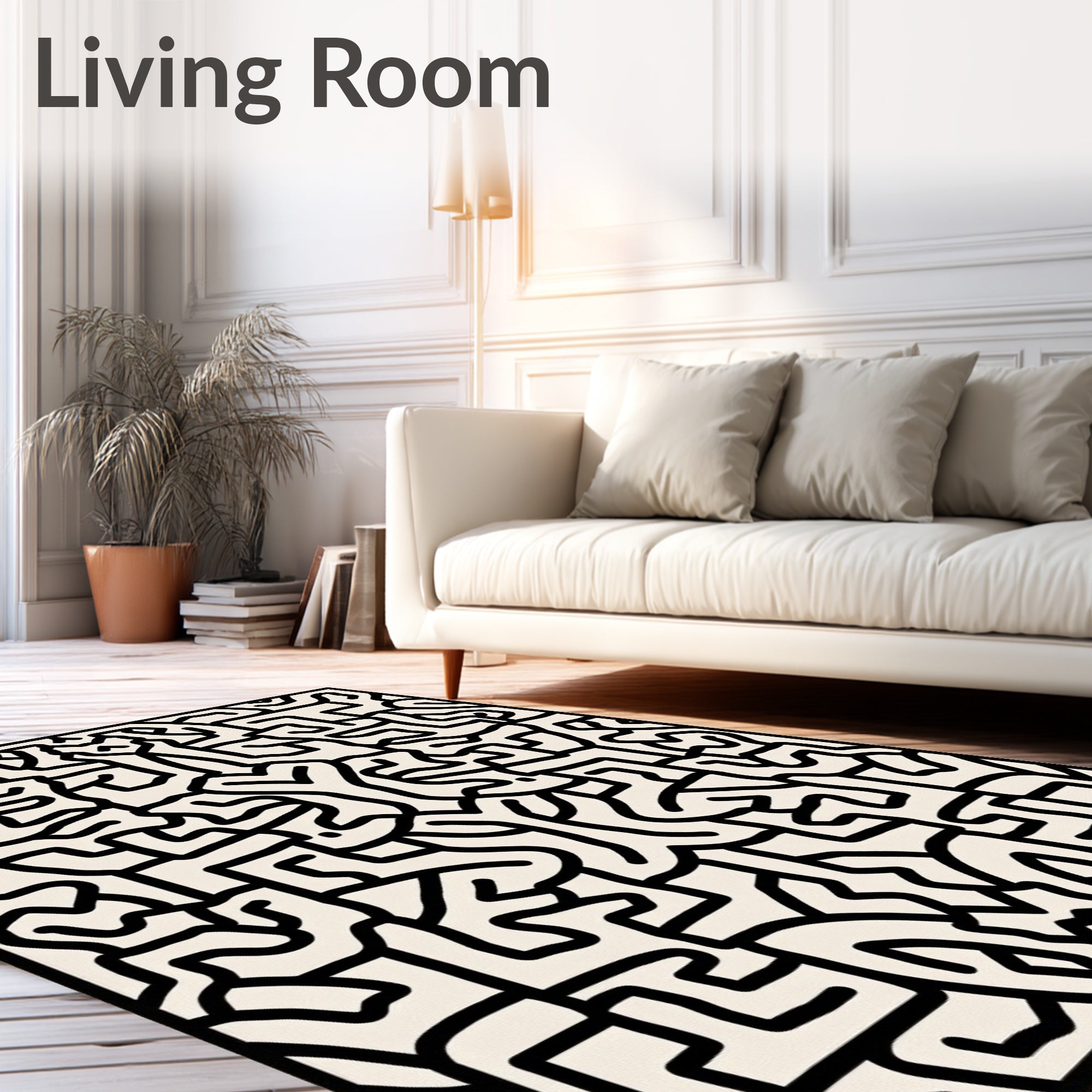 Bold Abstract Maze Pattern Rug