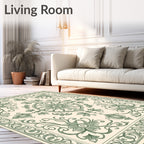 Ornate Floral Scrollwork Pattern Rug