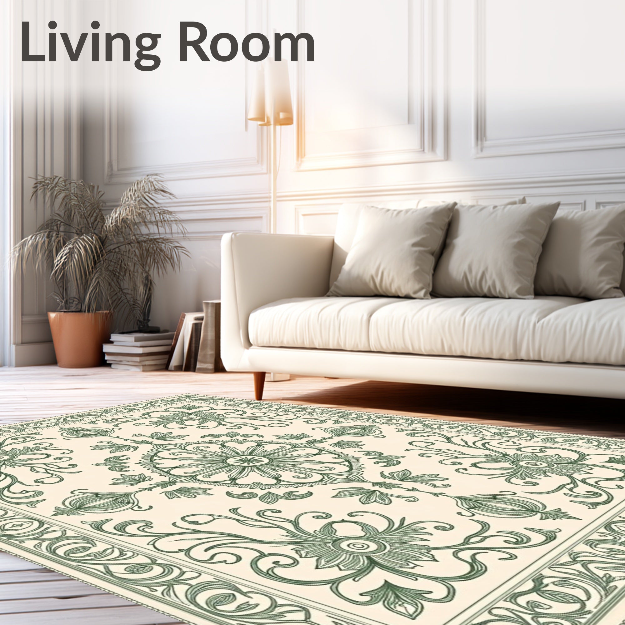 Ornate Floral Scrollwork Pattern Rug