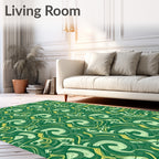 Organic Swirls Patterned Emerald Design Rug