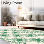 Green Daisy Blossom Repeating Pattern Rug