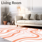 Coral Cream Wavy Striped Design Rug