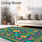 Vibrant Skull Floral Design Rug