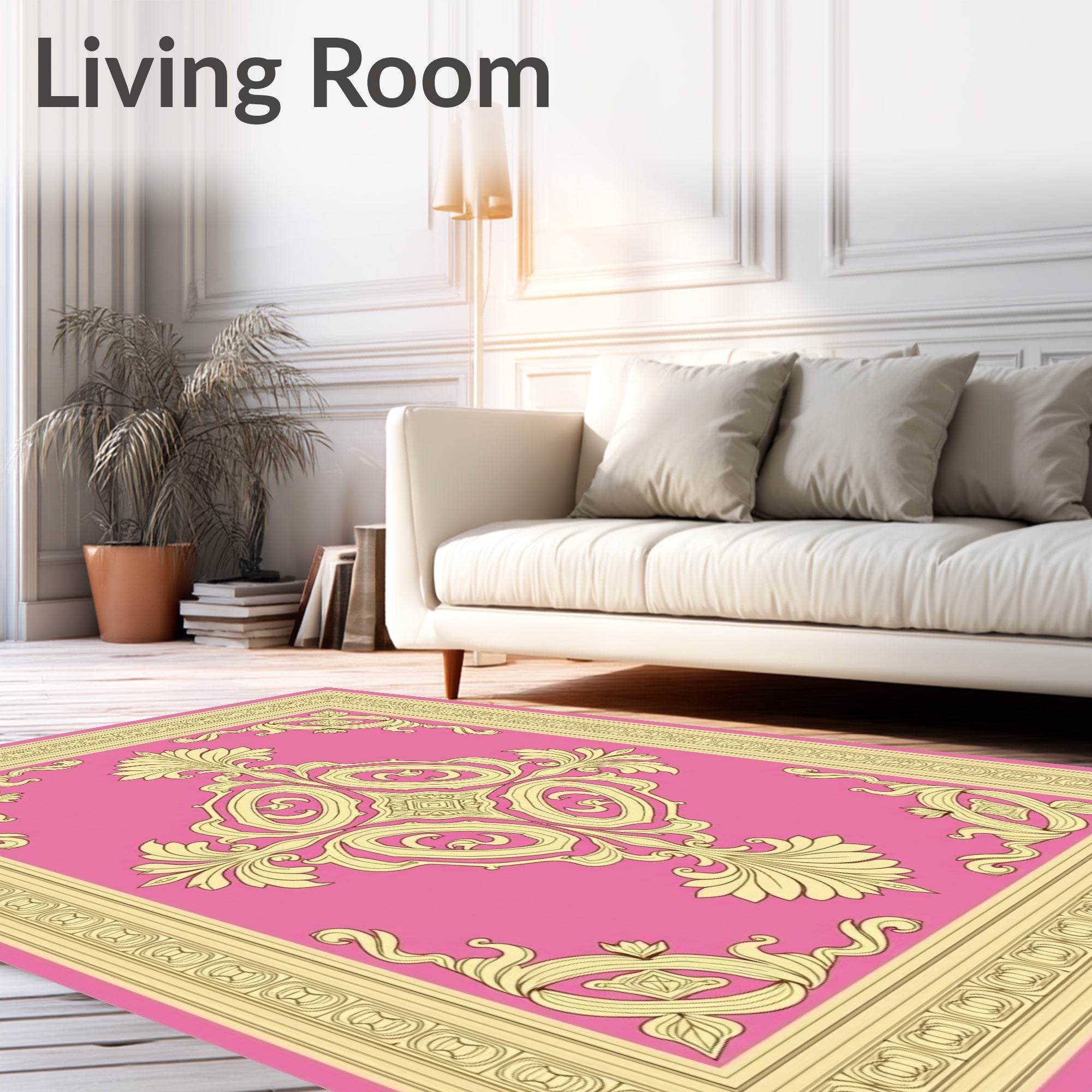Ornate Floral Border With Centerpiece Rug