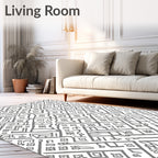 Geometric Maze With Floral Accents Rug