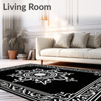 White Filigree Mandala Border Design Rug