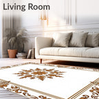 Ornate Floral Medallion Border Design Rug
