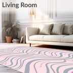 Soft Pink Gray Wavy Design Rug