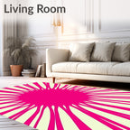 Radiating Lines Vivid Pink Pattern Rug