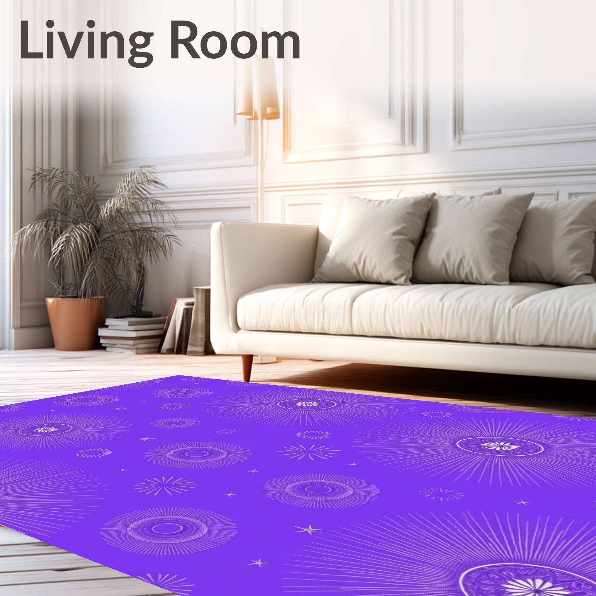 Radiant Sunburst Mandala Pattern Rug