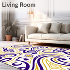 Musical Notes In Purple Gold Rug
