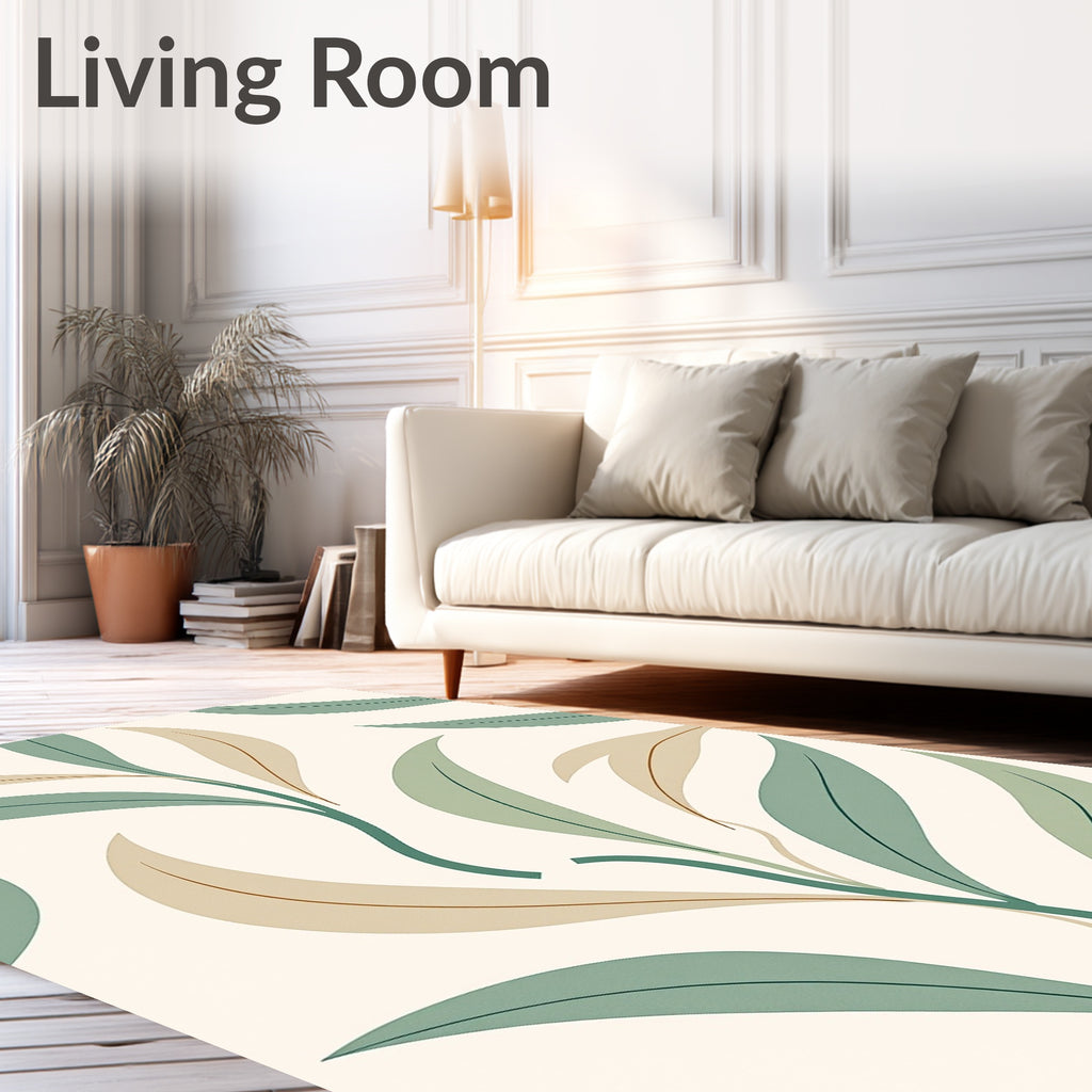 Flowing Leaf Pattern Botanical Design Rug